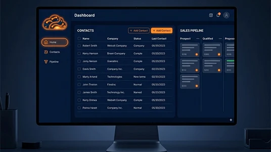 CRM personalizado NubeLogica: panel de contactos, pipeline de ventas y diseño a medida para tu empresa